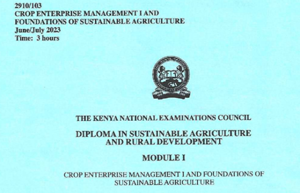 Diploma in sustainable agriculture and rural development module 2 KNEC past papers